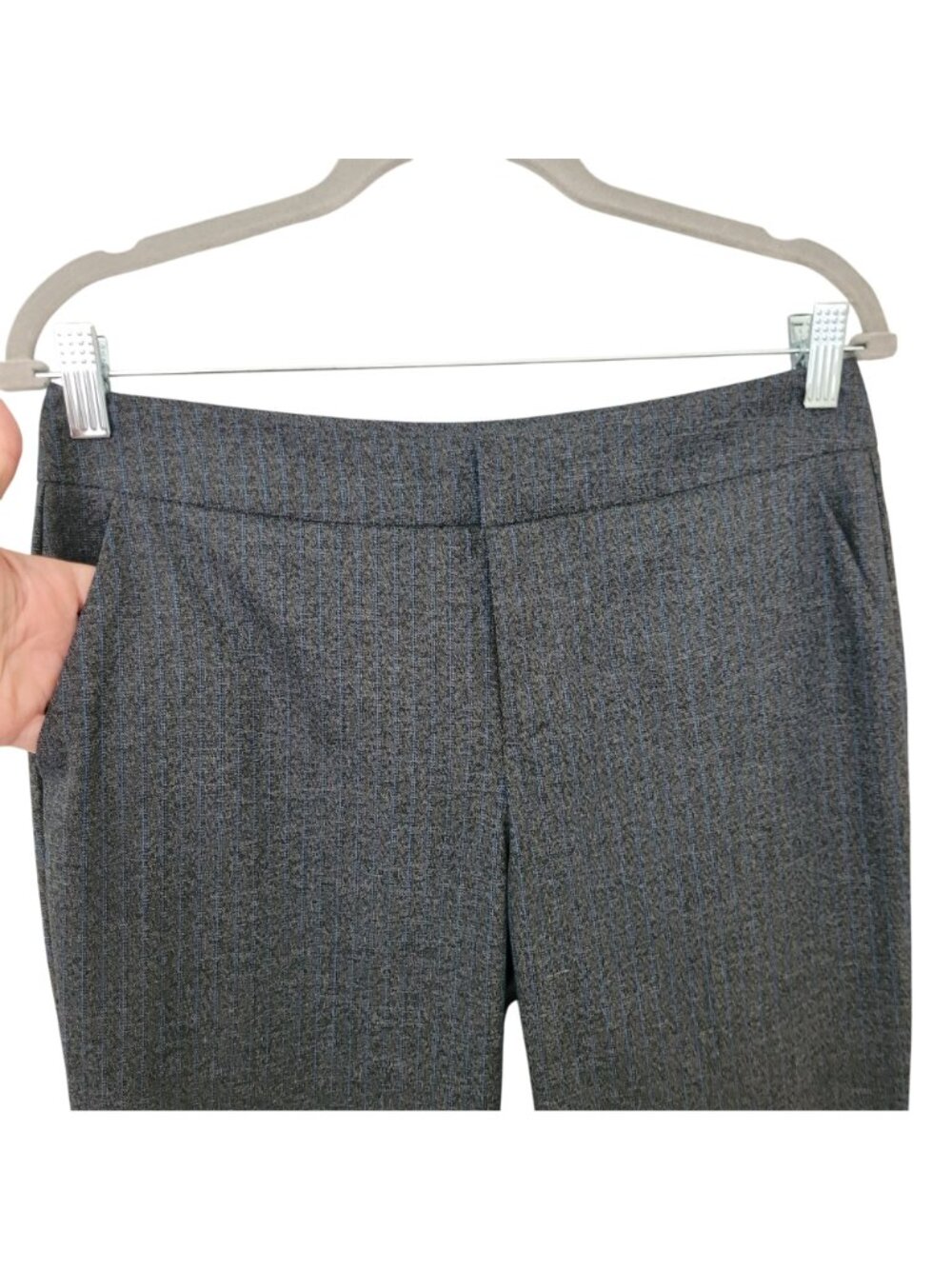 Ecru Mayfair Classic Trouser Pant Womens Size 4 Gray Blue Pockets Career NWT - Picture 3 of 7